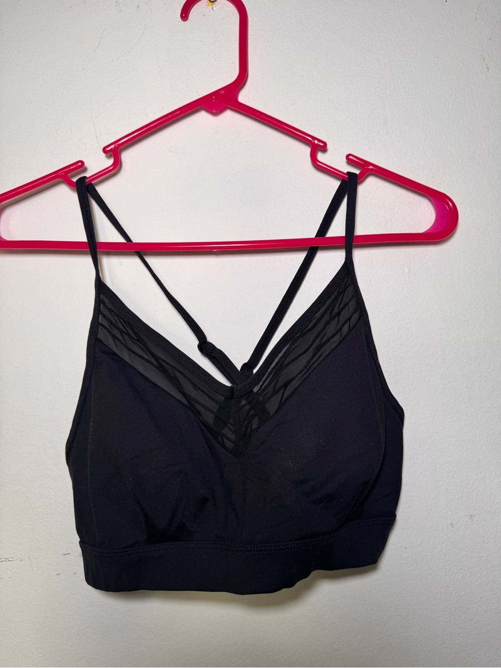 Alo Yoga Black Strappy Bralette with Sheer Mesh Detail